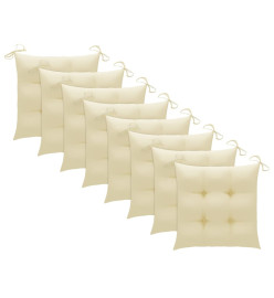 Chaises à dîner d'extérieur 8 pcs avec coussins Acacia massif