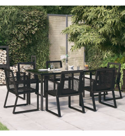 Ensemble à dîner de jardin 7 pcs Noir Rotin PVC