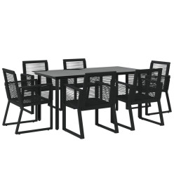 Ensemble à dîner de jardin 7 pcs Noir Rotin PVC