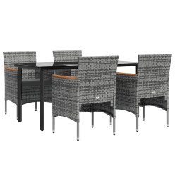 Ensemble de salle à manger de jardin et coussins 5pcs Gris/noir