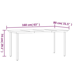 Ensemble de salle à manger de jardin et coussins 5pcs Gris/noir