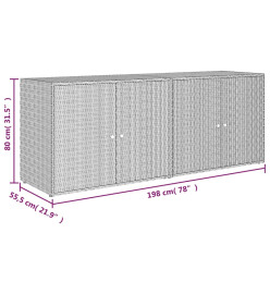 Armoire de rangement jardin Noir 198x55,5x80 cm Résine tressée