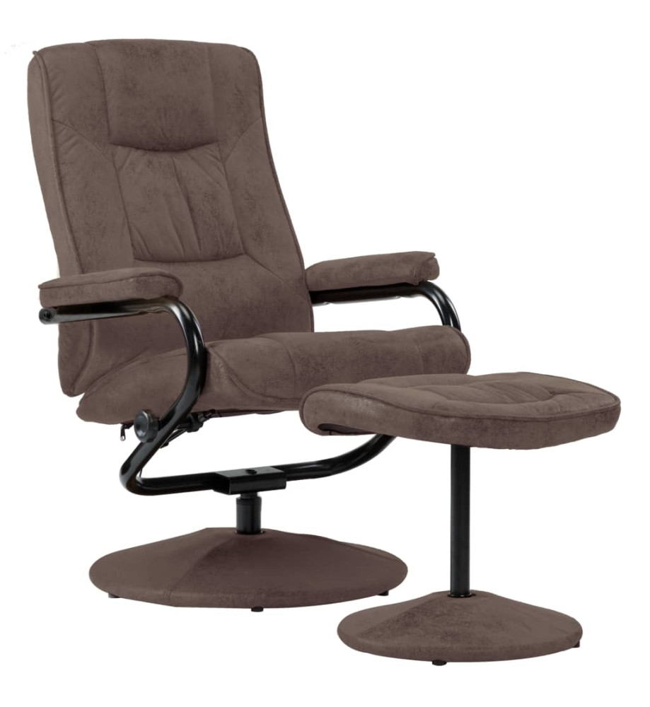 Fauteuil TV avec repose-pied Marron Similicuir daim Fauteuil TV avec repose-pied Marron Similicuir daim