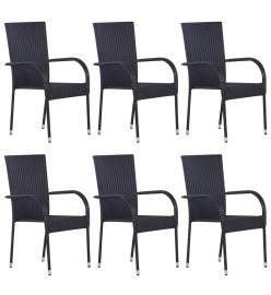 Ensemble à dîner de jardin 7 pcs Noir Résine tressée