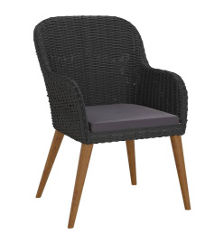 Mobilier de salle à manger de jardin avec coussins 7 pcs Noir