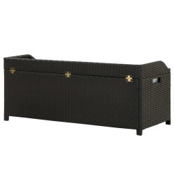 Banc de rangement de jardin 120 cm Résine tressée Noir