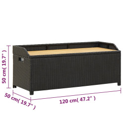 Banc de rangement de jardin 120 cm Résine tressée Noir