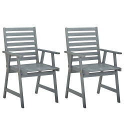 Chaises de salle à manger d'extérieur 2 pcs Gris Bois d'acacia