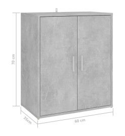 Armoire à chaussures Gris béton 60x35x70 cm Aggloméré