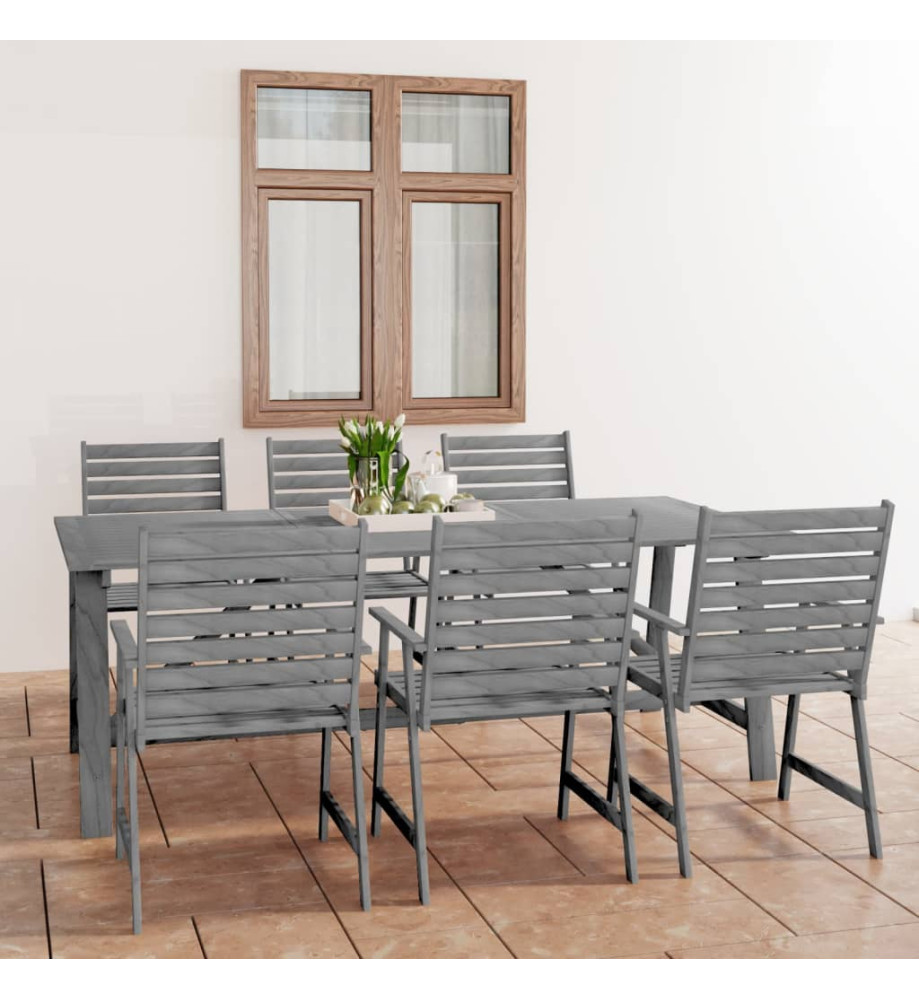 Mobilier à dîner de jardin 7 pcs Gris Bois d'acacia massif