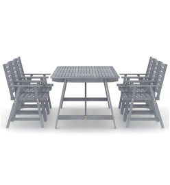 Mobilier à dîner de jardin 7 pcs Gris Bois d'acacia massif