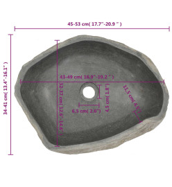 Lavabo en pierre de rivière Ovale 45-53 cm