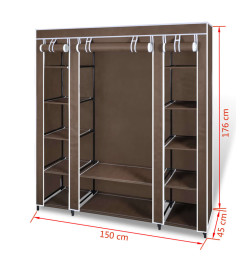 Armoire avec compartiments et tiges 45 x 150 x 176 cm Marron