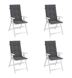 Coussins de chaise de jardin à dossier haut lot de 4 anthracite