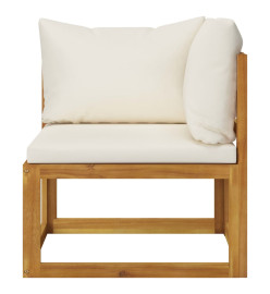 Salon de jardin 6 pcs avec coussin Crème Bois d'acacia solide