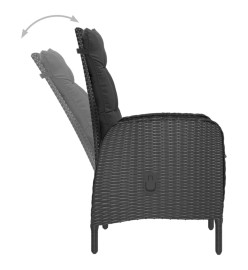 Ensemble à dîner de jardin 3 pcs Résine tressée et acacia Noir