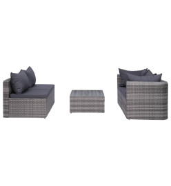 Salon de jardin 7 pcs avec coussins Résine tressée Gris