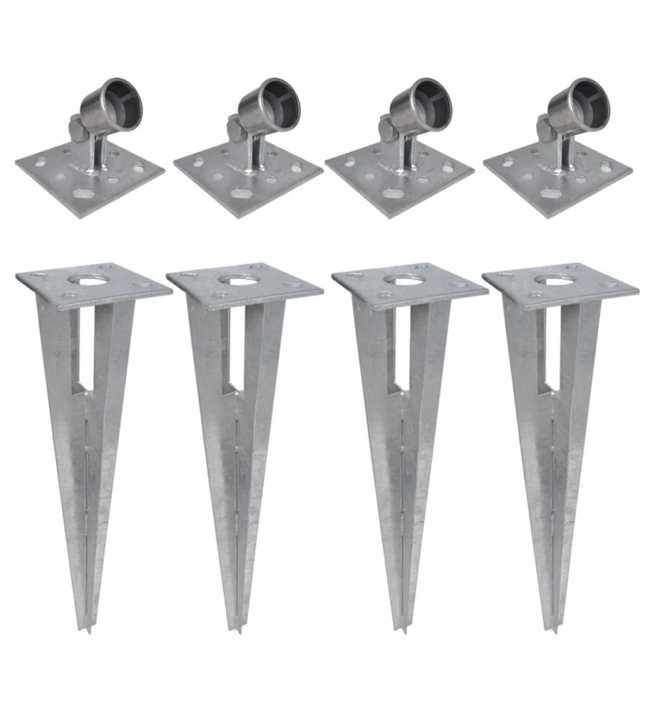 Piquets de poteau d'appui 4 pcs Acier