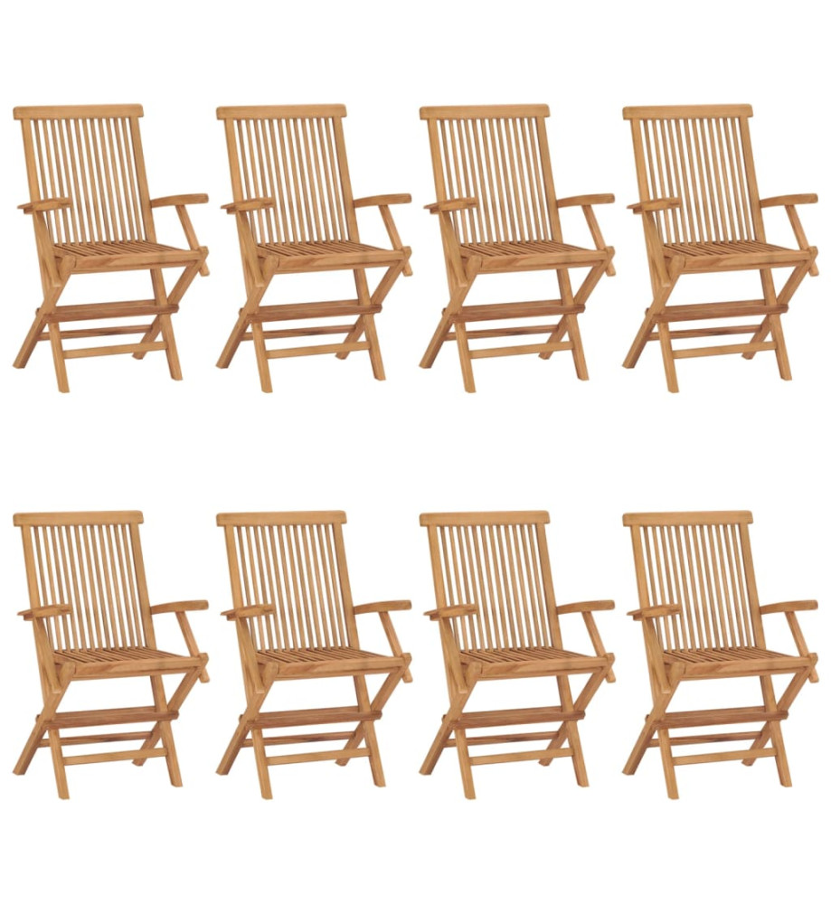 Chaises de jardin 8 pcs Bois de teck massif