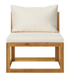 Canapé central sectionnel et coussin blanc crème Bois d'acacia