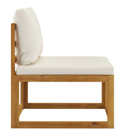 Canapé central sectionnel et coussin blanc crème Bois d'acacia