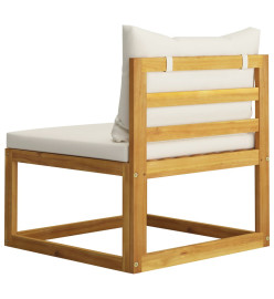 Canapé central sectionnel et coussin blanc crème Bois d'acacia