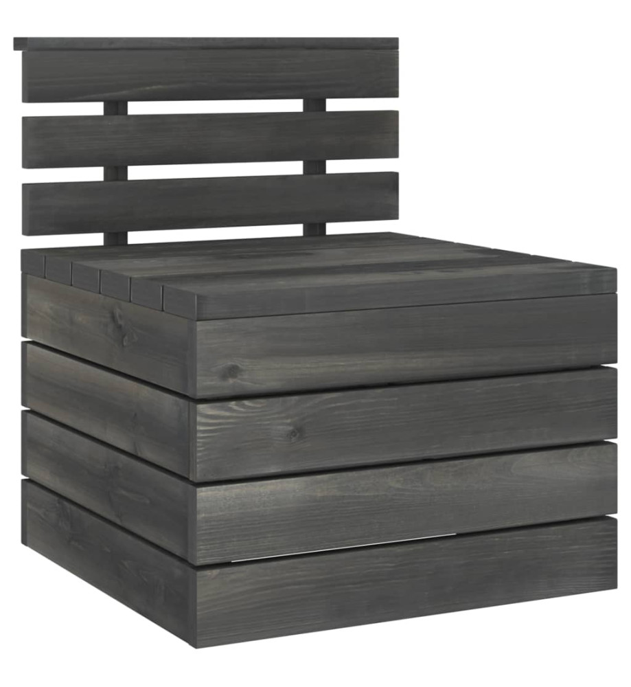 Canapé palette de milieu de jardin Bois de pin Gris foncé