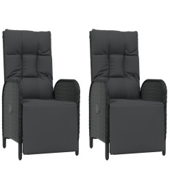 Mobilier à dîner de jardin 9pcs et coussins noir résine tressée