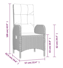 Ensemble de salle à manger de jardin avec coussins 3 pcs Noir