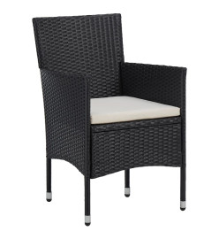 Chaises de jardin 2 pcs Résine tressée Noir