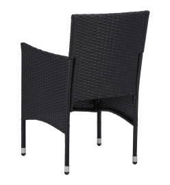 Chaises de jardin 2 pcs Résine tressée Noir