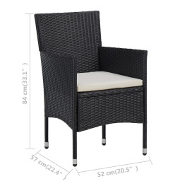 Chaises de jardin 2 pcs Résine tressée Noir