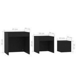 Tables gigognes 3 pcs Noir Aggloméré