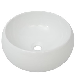 Lavabo de salle de bain avec mitigeur Céramique Rond Blanc