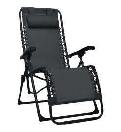 Chaise pliable de terrasse Noir Textilène