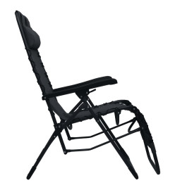 Chaise pliable de terrasse Noir Textilène