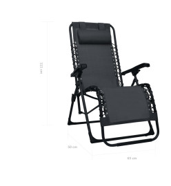 Chaise pliable de terrasse Noir Textilène