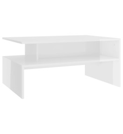 Table basse Blanc brillant 90x60x42,5 cm Aggloméré