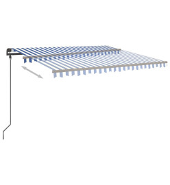 Auvent automatique capteur de vent LED 4,5x3,5 m Bleu et blanc