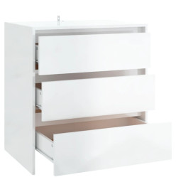 Buffet Blanc brillant 70x41x75 cm Bois d'ingénierie