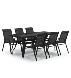 Ensemble de salle à manger de jardin 7 pcs Noir