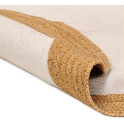 Tapis tressé Blanc et naturel 90 cm Jute et coton Rond