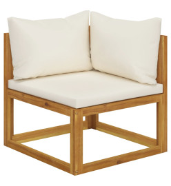 Salon de jardin 5 pcs avec coussin Crème Bois d'acacia solide