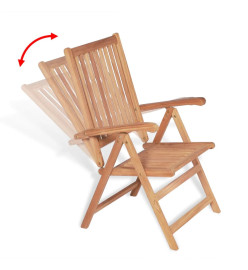 Chaises inclinables de jardin 2 pcs Bois de teck solide