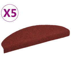 Tapis autoadhésifs de marches 5 pcs Rouge 65x21x4 cm Aiguilleté