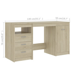 Bureau Chêne sonoma 140x50x76 cm Aggloméré