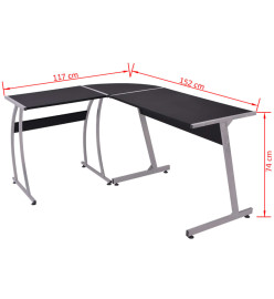 Bureau d'angle en forme de L Noir