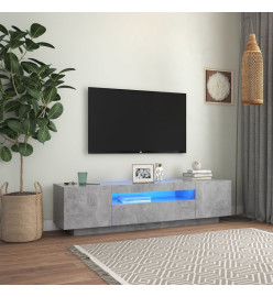 Meuble TV avec lumières LED gris béton 160x35x40 cm