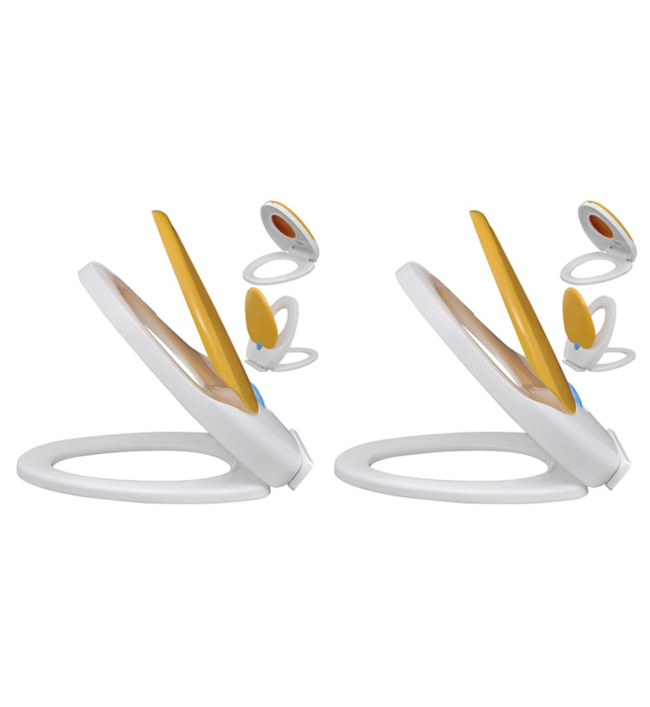 Sièges de toilette et couvercles 2 pcs Plastique Blanc et jaune