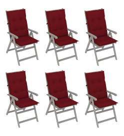 Chaises inclinables de jardin 6 pcs avec coussins Bois d'acacia